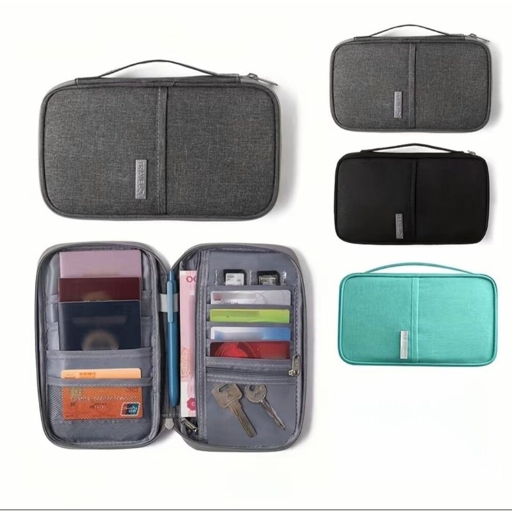 1 random color Blocking Passport Wallet Family Travel Document Holder and Wallet